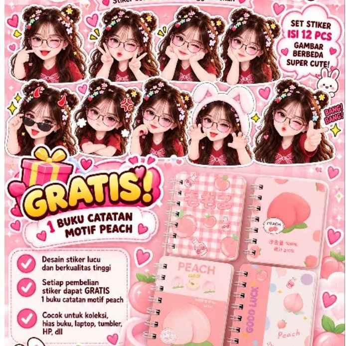 Sticker Vinyl Aesthetic Korea - Sticker Lucu, Waterproof, Glossy