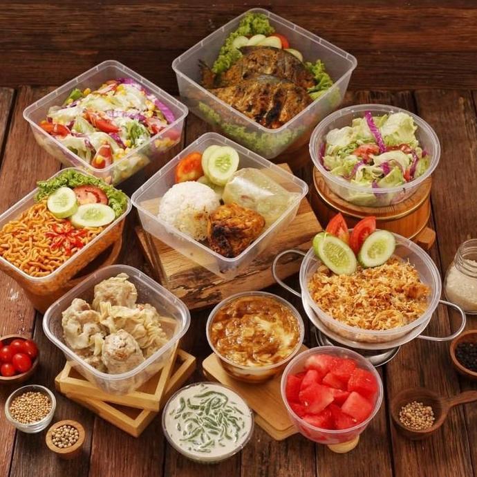 Dingdong- 25Pcs Thinll Kotak Makan Mika Tempat Makan 500Ml 650Ml 750Ml 1000Ml 200Ml Kotak Nasi Mika 