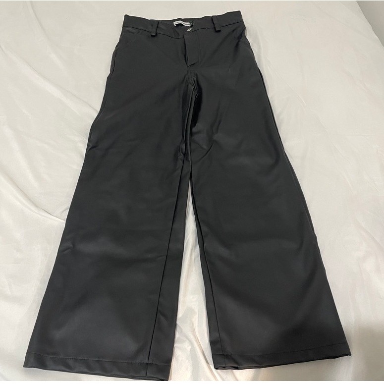 CELANA KULIT WANITA BLACK LEATHER KULOT PANTS HIGH WAIST SIZE M PRELOVED