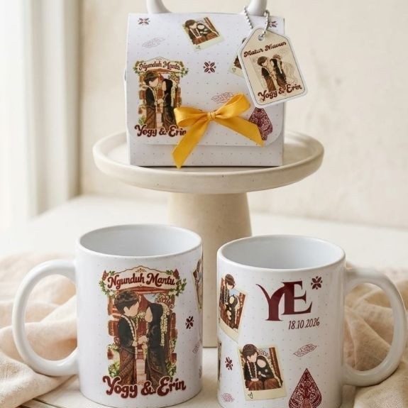 Mug Custom Free Design | Custom mug bebas design | Mug hadiah souvenir | Mug wisuda | Mug custom Wed