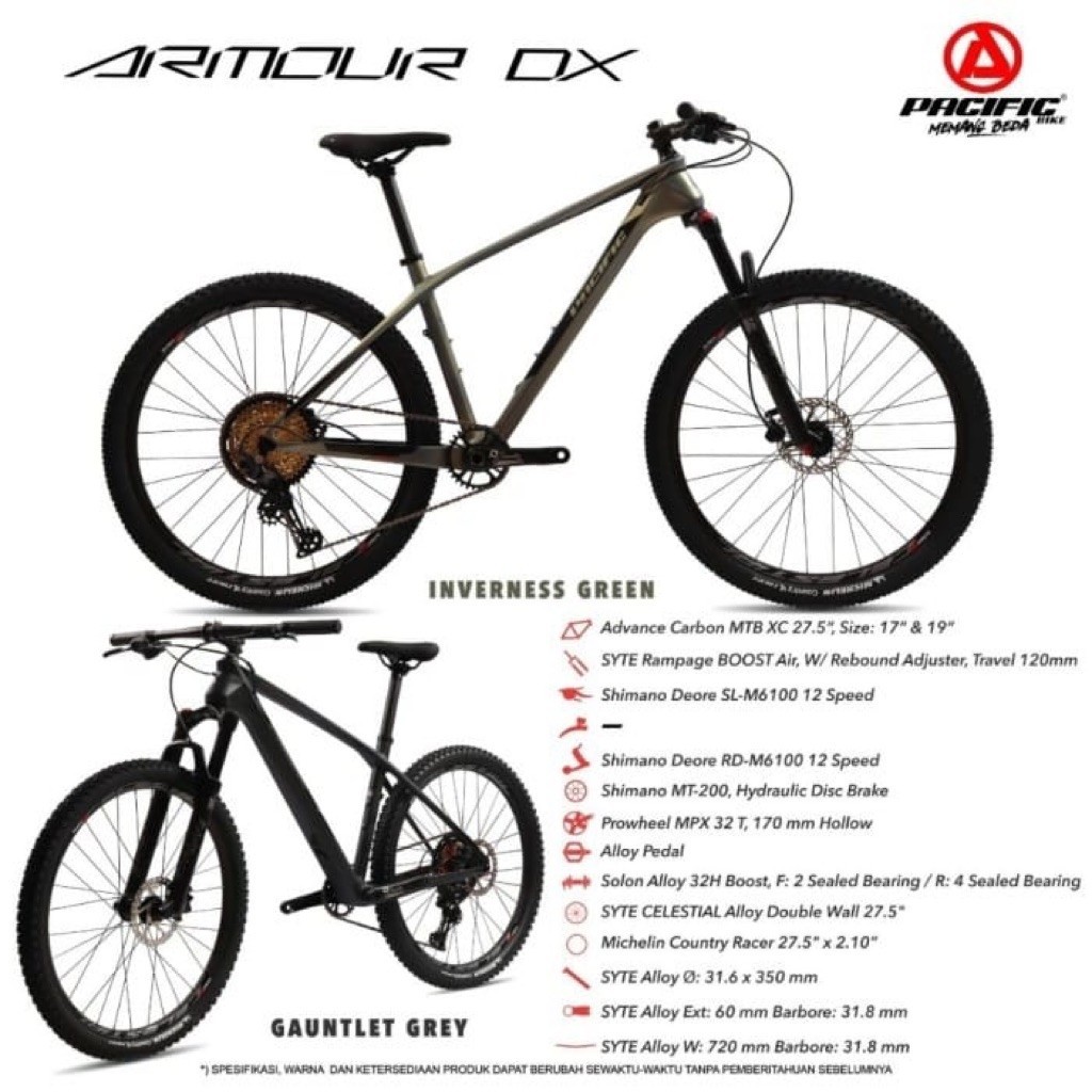 SEPEDA PACIFIC 27.5 MTB ARMOUR DX Size L