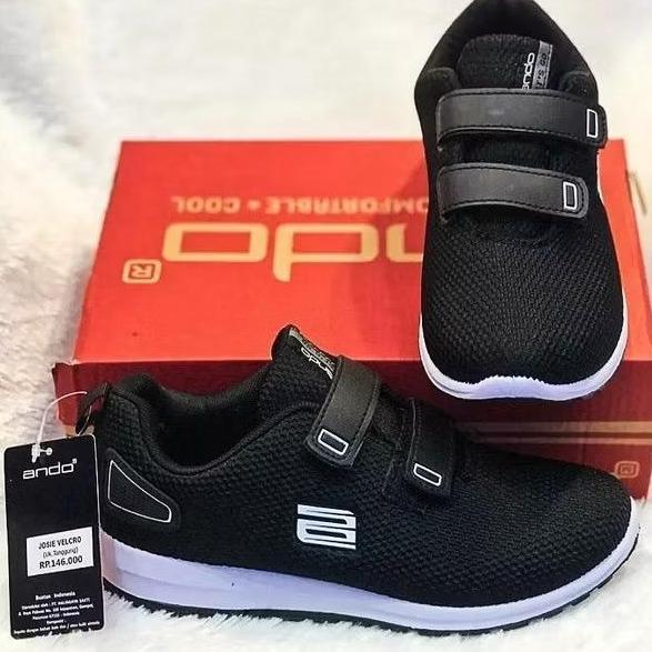 sepatu sekolah Ando Hitam putih josie perekat size 29-36 terbaru sepatu murah sepatu anak perempuan