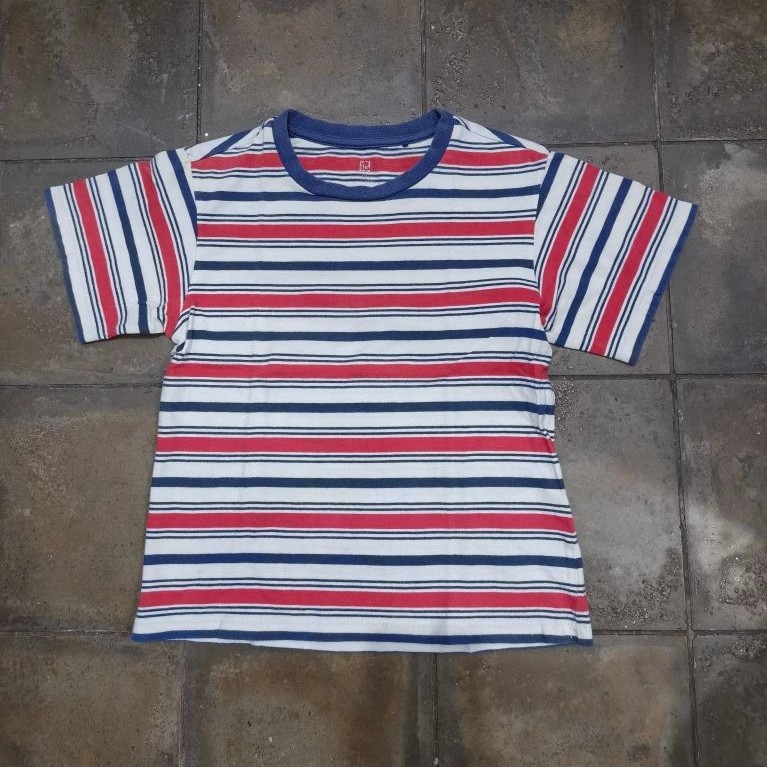 atasan kaos stripe garis uniqlo crop wanita