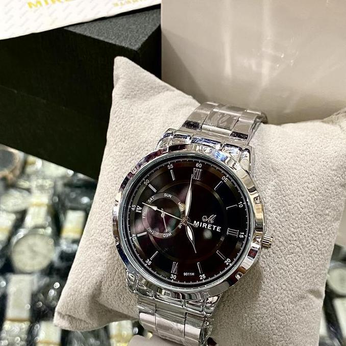 Flone Jam Tangan Pria Mirete Original 100% Tahan Air Stainless Steel Analog 9011-H Realpict By Miret