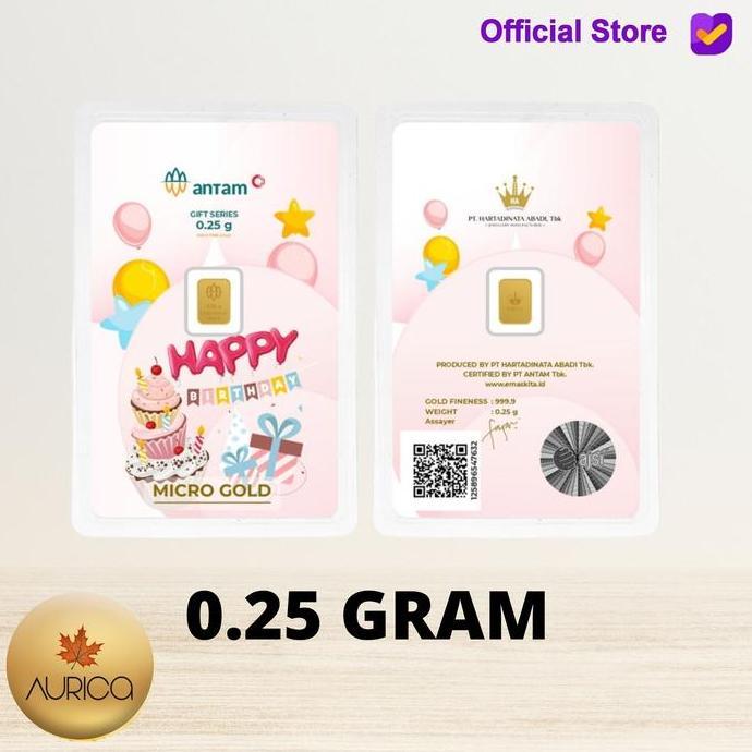 Terlaris Logam Mulia Micro Gold Antam Hartadinata 0.25Gram Birthday Cake Series