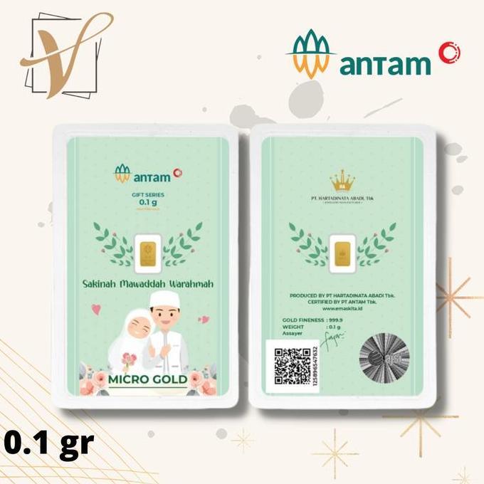 Terlaris Logam Mulia Antam Hartadinata Micro Gold 0.1 Gram Wedding Samawa