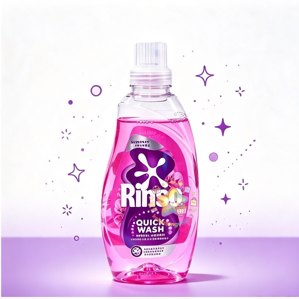 [ 1 BOTOL ] RINSO QUICK WASH DETERGEN PINK / RINSO BOTOL PINK 650 GRAM / DETERJEN CAIR RINSO / SABUN