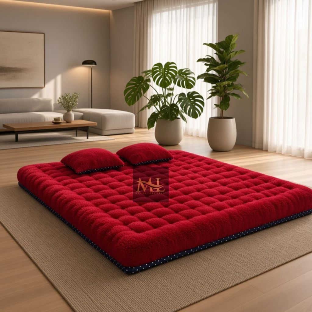 Kasur Lantai Matras Bulu Rasfur empuk dan Tebal ukuran Besar Gratis 2bantal