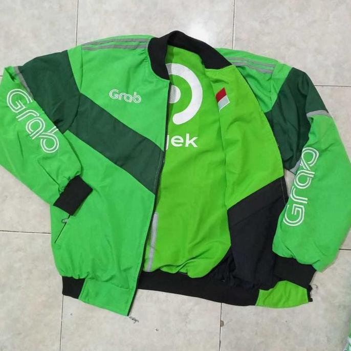 Cool- Jaket Bolak Balik Grab+Gojek Bahan Berkualitas Full Bordir No.1