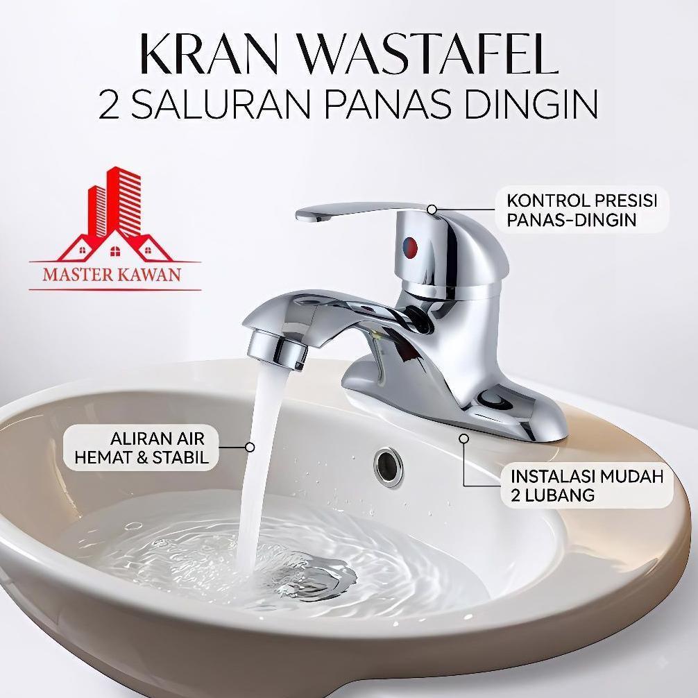 KRAN WASTAFEL PANAS DINGIN 2 KAKI/ KRAN WASTAFEL 2 LUBANG