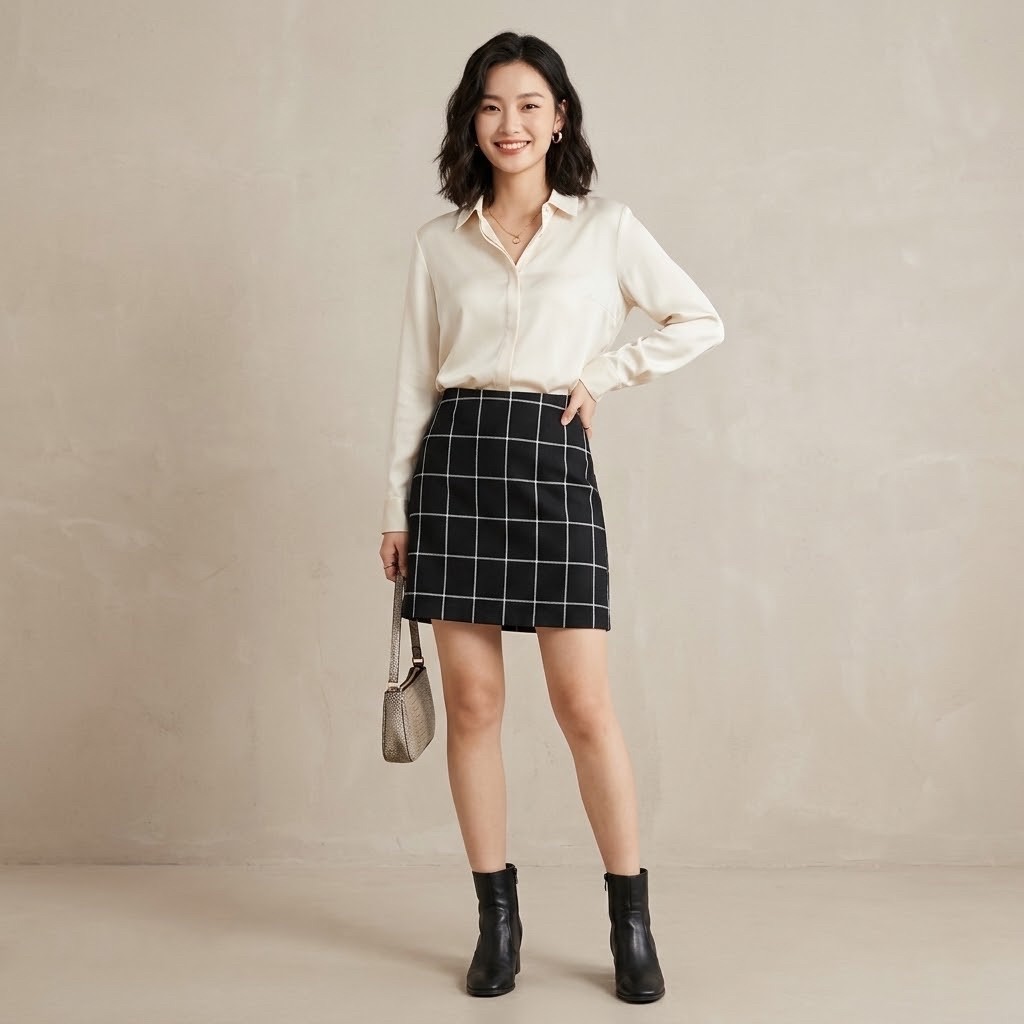 HM TARTAN SKIRT BLACK