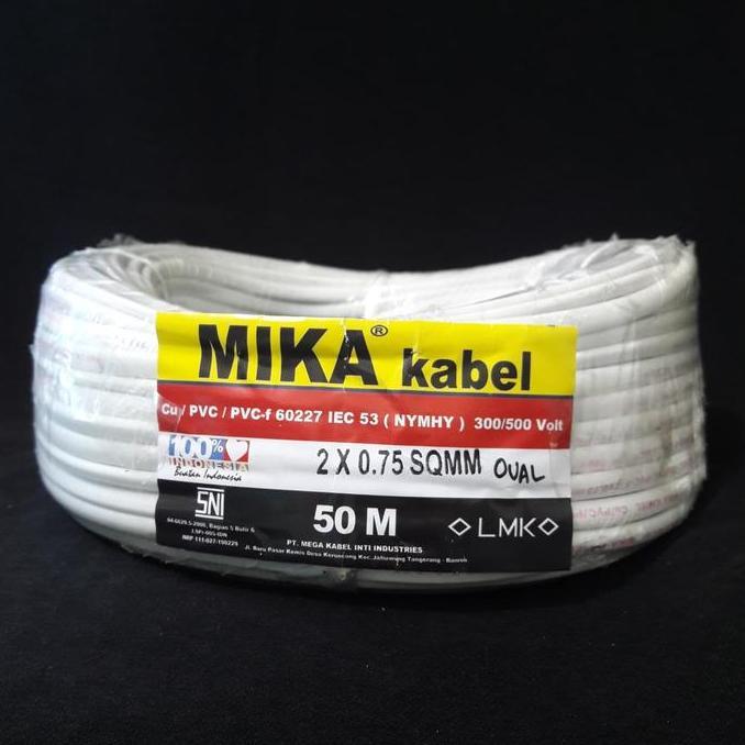 Kabel Listrik Serabut MIKA (Oval/Gepeng) Nymhy 2x0,75mm (50m