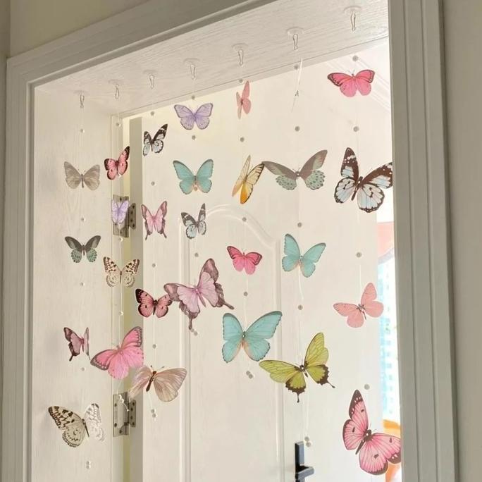 Beaded Curtain 6M Tirai Benang Kupu Kupu Tirai Manik Kupu Kupu Tirai Manik Manik Untuk Pintu TAS