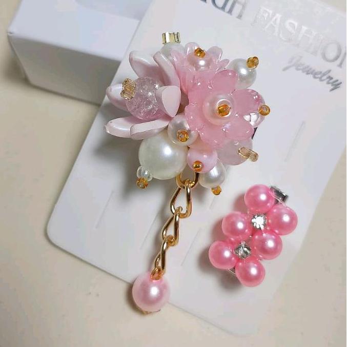 BROS Special PINK. MANIK MANIK. HANDMADE. PREMIUM. BROS BAJU KERAH KEBAYA. Brooch Kristal Clips Muti
