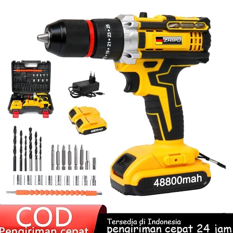 ZHIPU Mesin Bor Listrik  Bor Baterai Bor Cordless Bor Listrik Set Lengkap Impact Baterai aSt