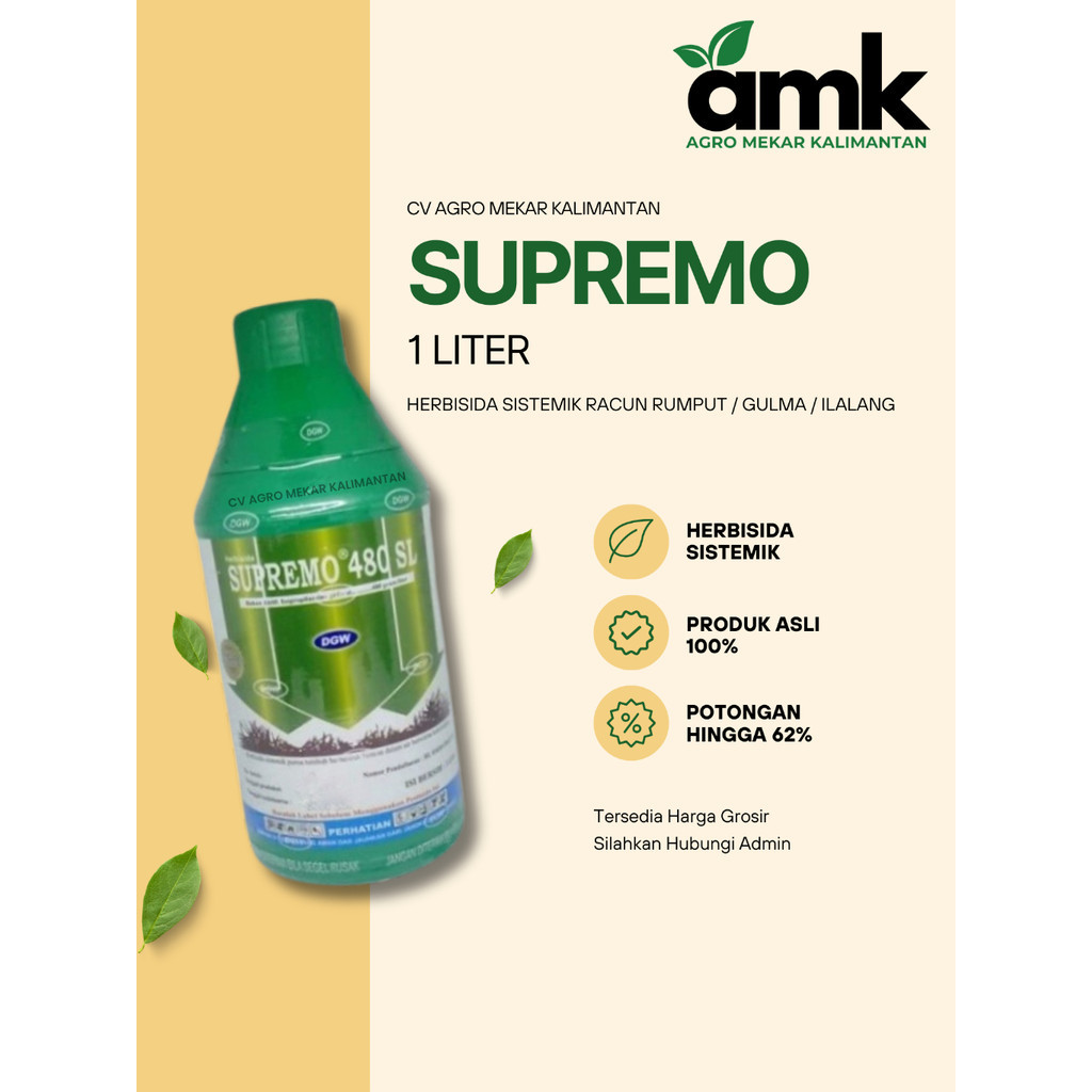 Supremo Herbisida Racun Rumput/Gulma/Ilalang Efektif 1 Liter.