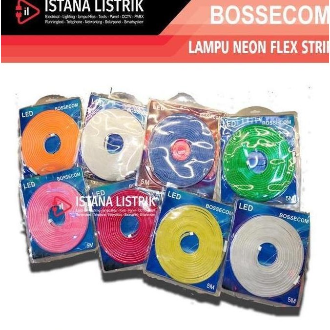 BEBAS ONGKIR - BOSSECOM Lampu Neon Flex Strip Warna 5M LED 2835 Berbagai Pilihan Warna MERAH BIRU HI