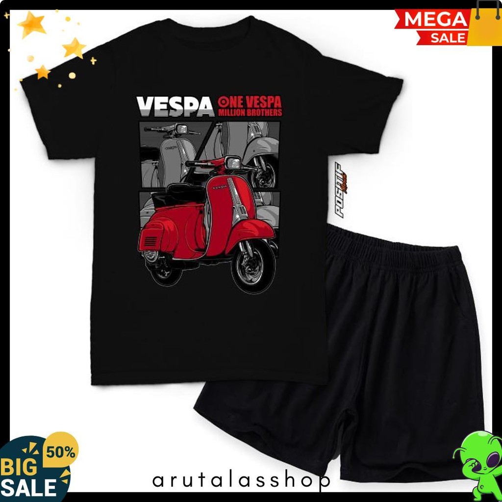 Cod Positif Merch - Baju Kaos Setelan Anak Motor Vespa Laki Perempuan