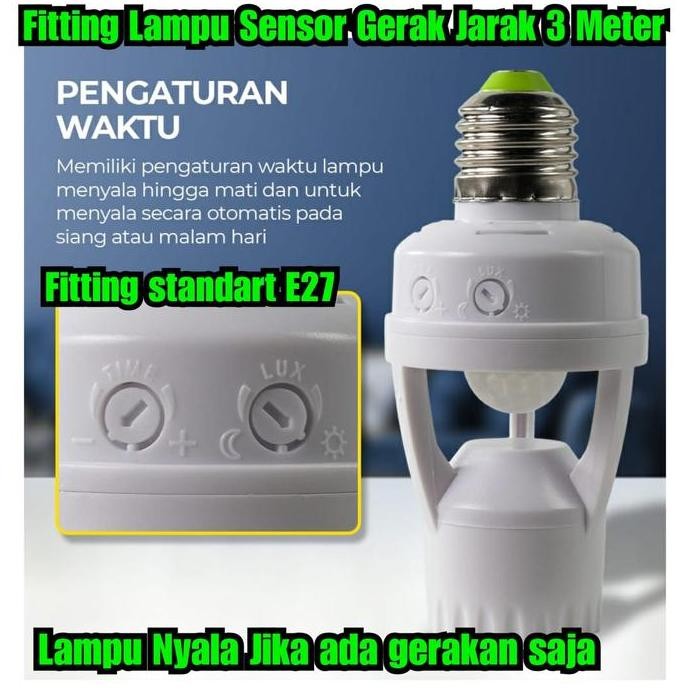 fitting lampu sensor gerak jarak 3 meter bisa Lampu nyala jika ada gerakan saja Wadah lampu gerak an