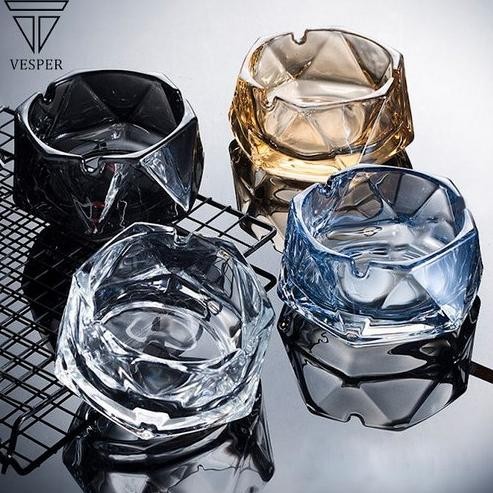 ashtray glass geometry / asbak kaca tempat puntung rokok aSt