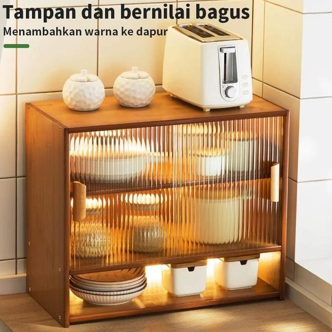 TERLARIS Etife Rak makanan / Rak Piring / Rak Dapur / Lemari Dapur / Rak Dapur Bambu / Lemari Piring