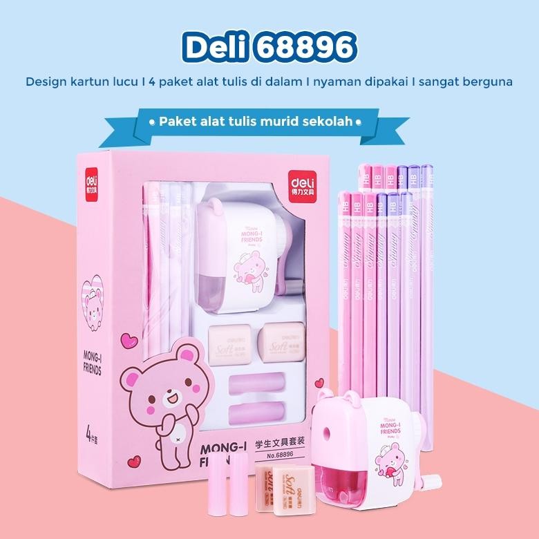 

Deli Stationery set 4 in 1 rautan pensil 12pcs pensil 2 penghapus dan 2 penutup pena 68896