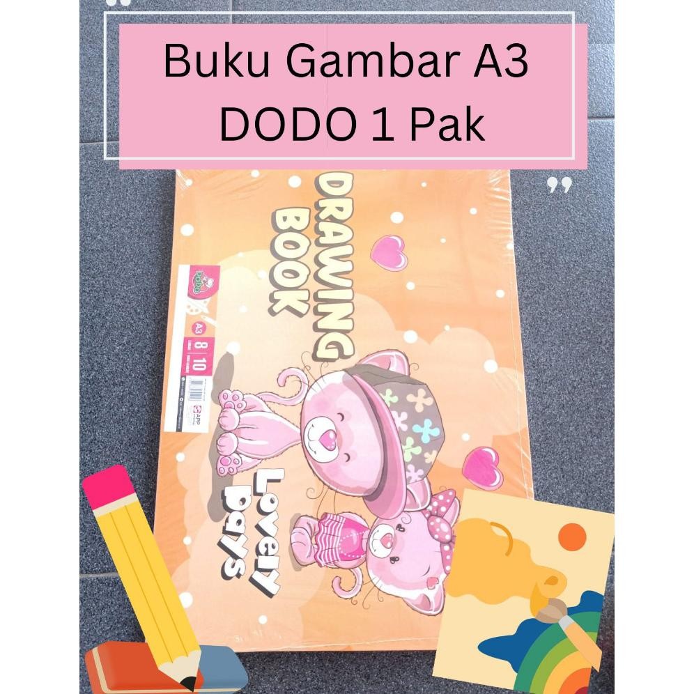 

BUKU GAMBAR JUMBO UKURAN A3 MEREK DODO 8 LEMBAR 1 PAK ISI 10 BUKU
