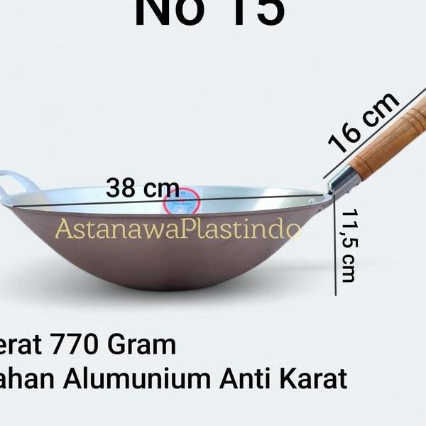 

Wajan Nasi Goreng Alumunium Cap Bawang Kuali Gagang Kayu Tebal Anti Lengket