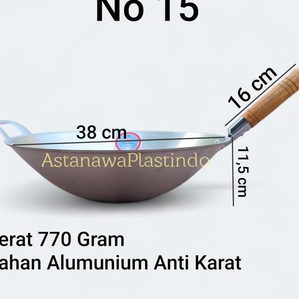 

Wajan Nasi Goreng Alumunium Cap Bawang Kuali Gagang Kayu Tebal Anti Lengket