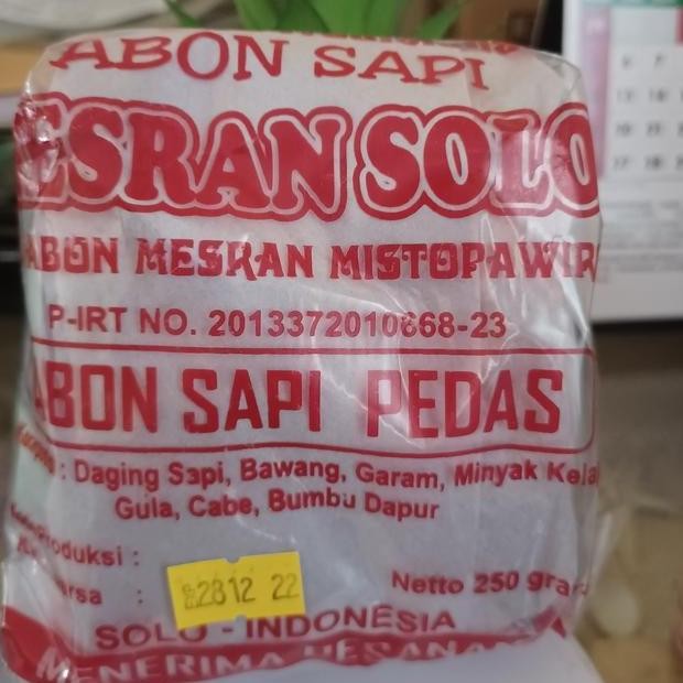

Abon Sapi Pedas Mesran Solo 250Gr