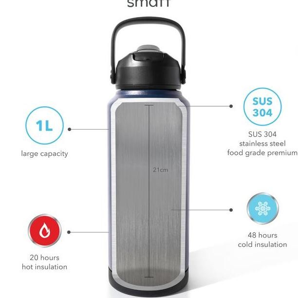 Smatt Double Insulation Bottle Termos 1 Liter Tumbler Stainless 1Ml