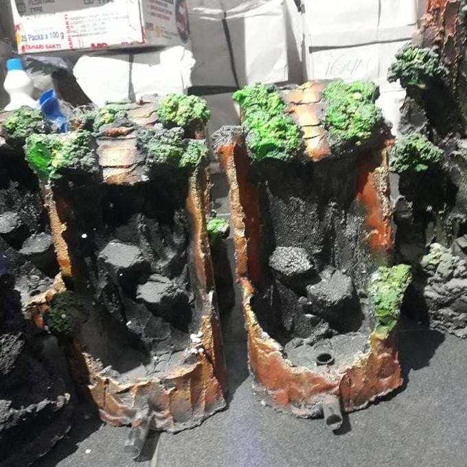 Tebing Air Terjun Siap Pakai Ukuran Sedang Hiasan Aquarium Aquascape