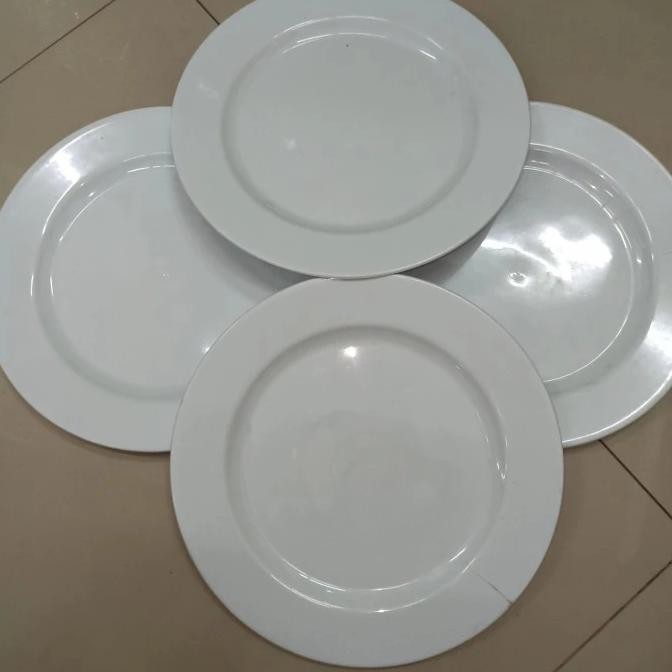 (Terbaru) [DK] Piring plastik ceper 10 inch (lusinan) / piring catering ceper putih hijau merek silv