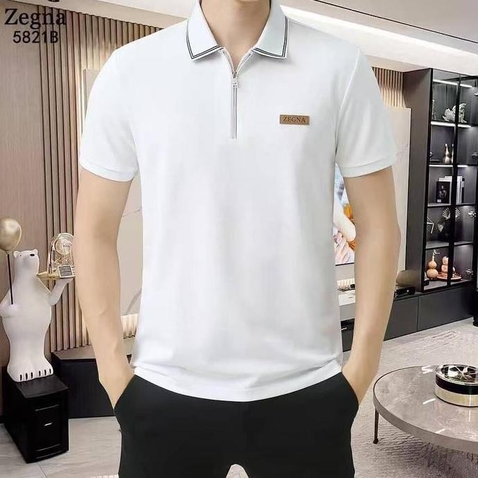 ready  Baju kaos kerah pria dewasa resleting / polo shirt pria polos import