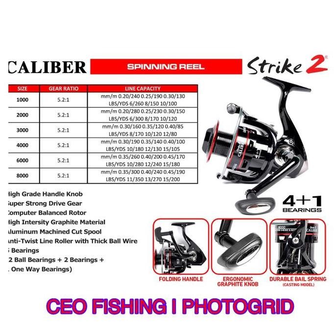 Reel Strike 2 Caliber 1000 s/d 8000 Reel Pancing Murah