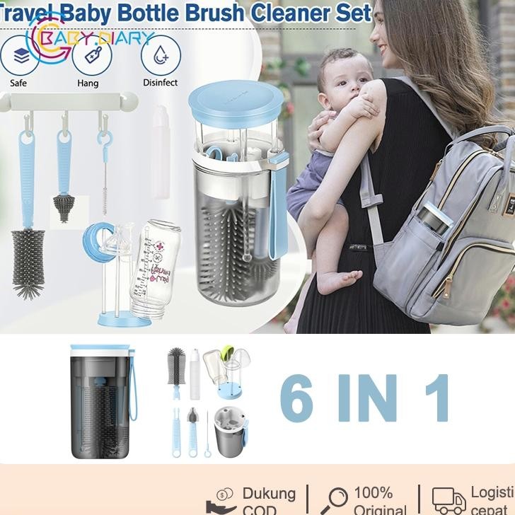 Cod 6 In 1 Set Sikat Botol Portabel Sikat Botol Silikon Sikat Puting Sikat Peniris Set