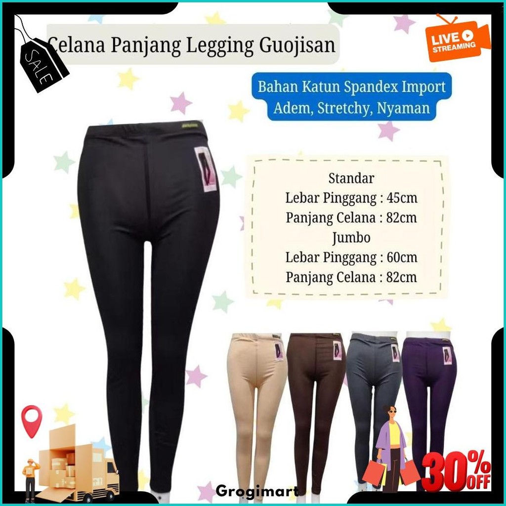 Celana Leging Dewasa Panjang Merek Guojisan Bahan Katun Spandek Impor Uk Std - Jumbo Termurah Banget