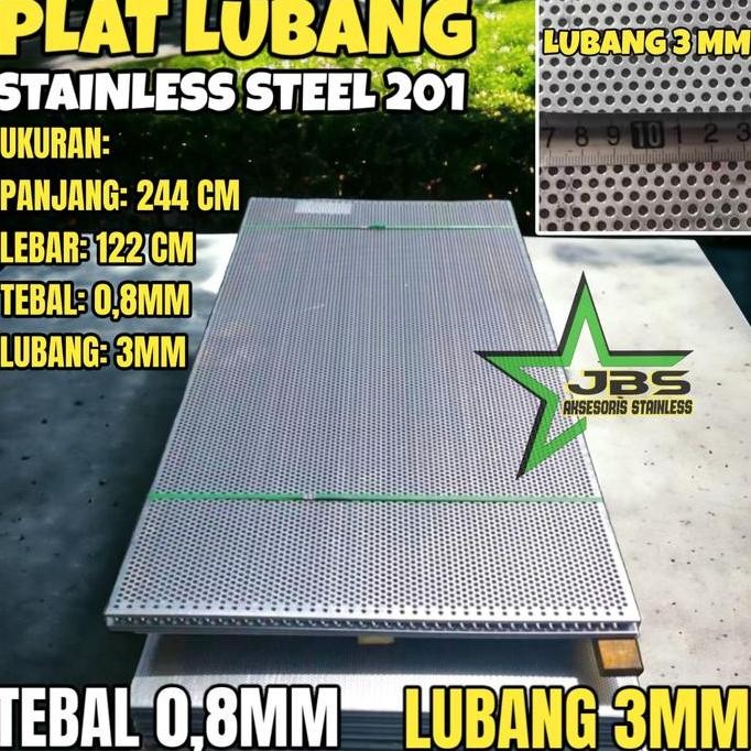 @#@#@#] Plat perforated/plat lubang Stainless 201 4x8x0.8mm lbg 3mm