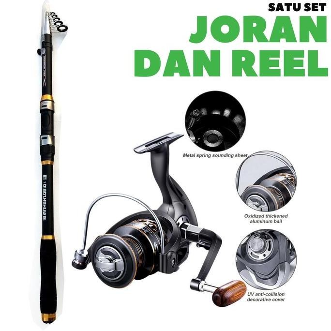 Satu Set Paket Joran Reel Pancing Murah Set Pancingan Ikan Galatama Joran dan Katrol Rill