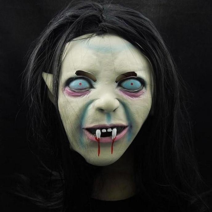 ```````] Topeng Nenek Sihir Mak Lampir Taring Latex Wig Seram Halloween