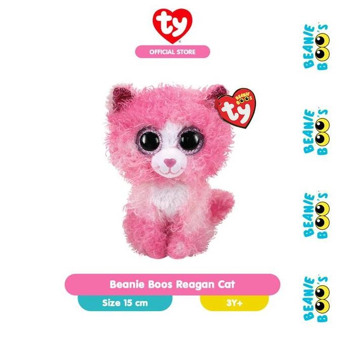 PROMO - TY Beanie Boos Reagan (Regular) - Boneka Kucing Pink