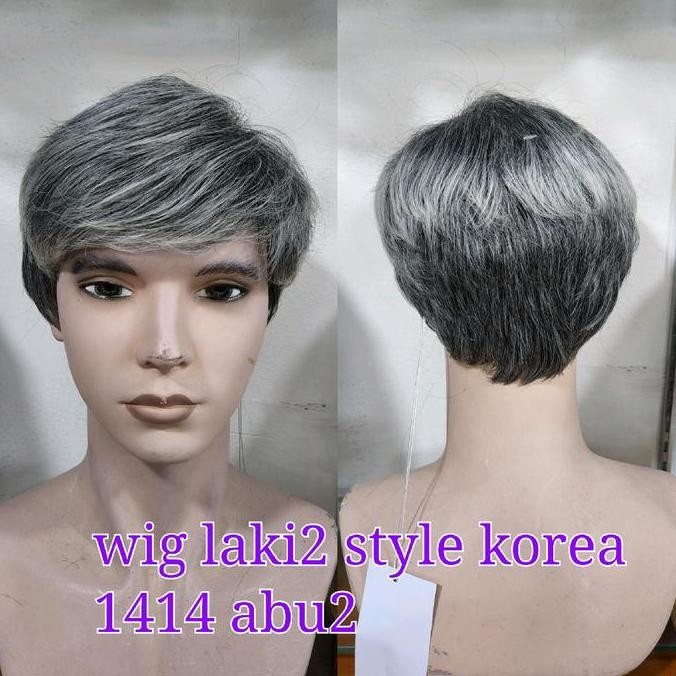 Wig Laki2 Rambut Palsu Pendek Style Korea Premium Quality 1414 Abu2