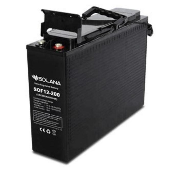Aki baterai vrla front terminal solana sof12-200 12v 12 v 200ah 200 ah