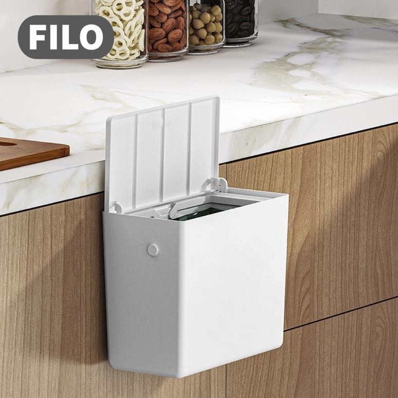 PREMIUM FILO Tempat Sampah 6 Liter Wadah Putih Tong Sampah Portable Tempel Dinding Rak Dapur Toilet 