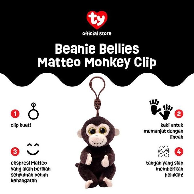 BEBAS ONGKIR - TY Beanie Bellies Matteo Monkey Keychain - Gantungan Kunci Boneka