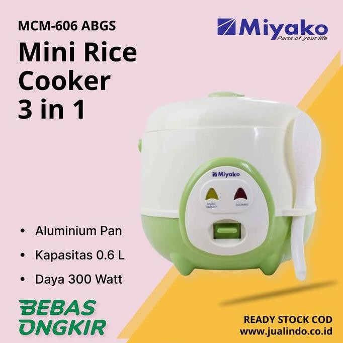 Mini Rice Cooker Miyako Magic Com 0,6 Liter HIJAU MCM606ABGS