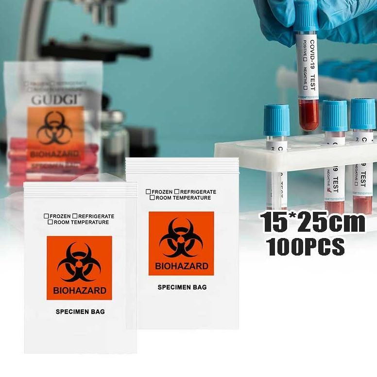 100pcs Specimen Bag Biohazard 15x25 Cm