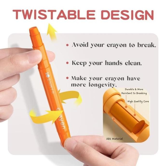 

Cod12/24 Warna Crayon Washable Crayon Rotating Core Suitable For Children'S Drawing Allshop