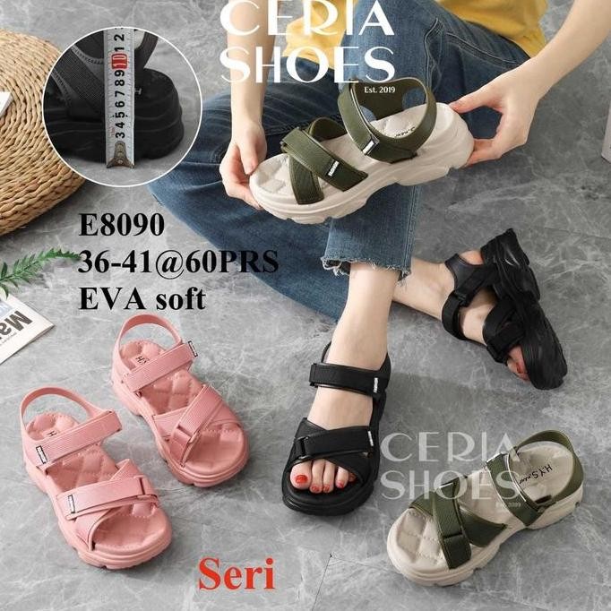 

Sandal Gunung Wanita Karet EVA Soft Sol Empuk Elastis Bahan Premium Anti Slip 8090 GT