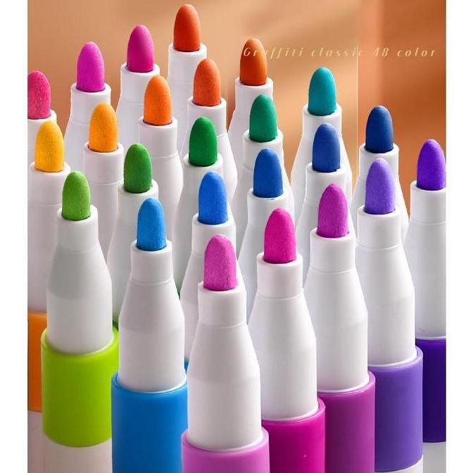 

24/36/48/60/80 Colors Akrilik Marker Set Spidol Akrilik Spidol Diy Painting Spidol Pastel Pulpen Diy Highlight Drawing Waena Baru Acrylic Stationery Cat Glass Paper Mewarnai Allshop